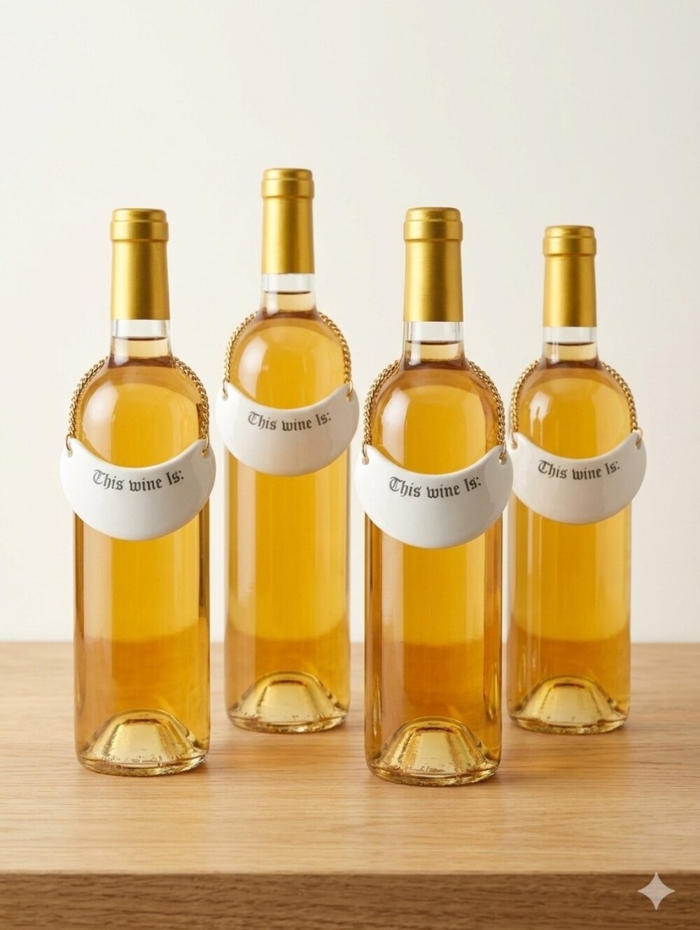 Stafford England Porcelain Wine Labels – “This Wine Is:” Gold Chain Set